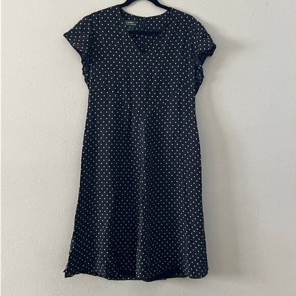 Lauren by Ralph Lauren Dresses & Skirts - Ralph Lauren Polka Dot 100% Silk Dress Size 12 Short Sleeved Classic Old Money